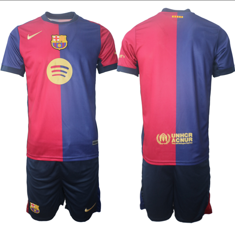 Men 2024-2025 Club Barcelona home Red blue blank Soccer Jerseys->barcelona jersey->Soccer Club Jersey